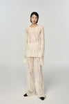SWAYING/KNIT Hollow Flower Style Straight Pants SW23AW3B44 White